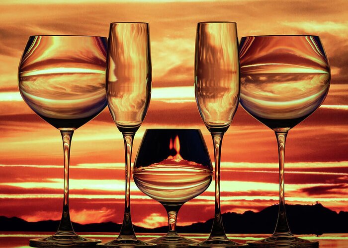 Refraction Greeting Card featuring the photograph Sunset On Fire by Elvira Peretsman