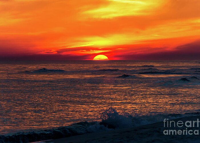 Sun Greeting Card featuring the photograph Sunset on the Horizon, Perdido Key, Florida by Beachtown Views