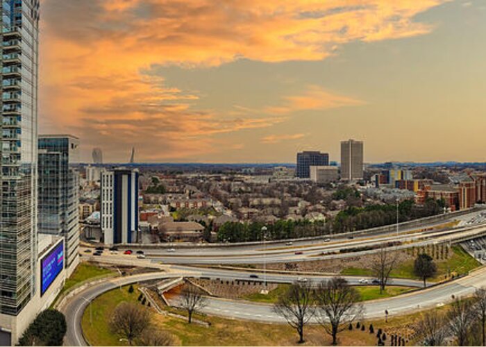 City Greeting Card featuring the photograph Sunset Over the Cityscape in Atlanta by Marcus Jones