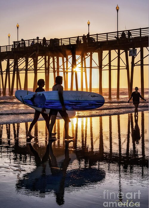 Beach Greeting Card featuring the photograph Sunset Silhouette at Oceanside Pier by David Levin