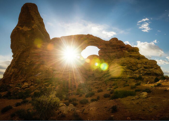 Sunset Greeting Card featuring the photograph Sunset Through Turret Arch by Owen Weber