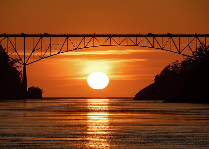 Sunset Greeting Card featuring the photograph Sunset Under Bridge by Gary Skiff