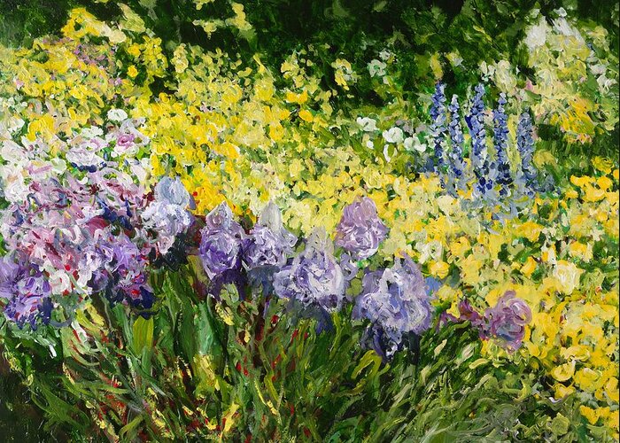 Landscape Greeting Card featuring the painting Sunshine Blossoms by Allan P Friedlander