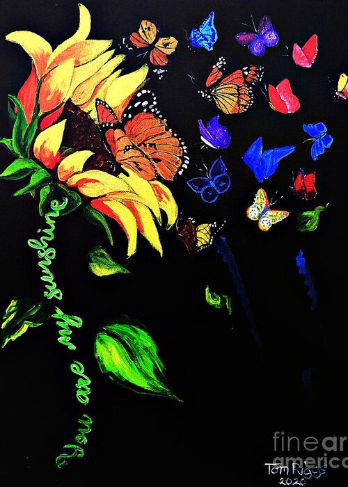 Sunshine Greeting Card featuring the painting Sunshine Butterfly by Tom Riggs