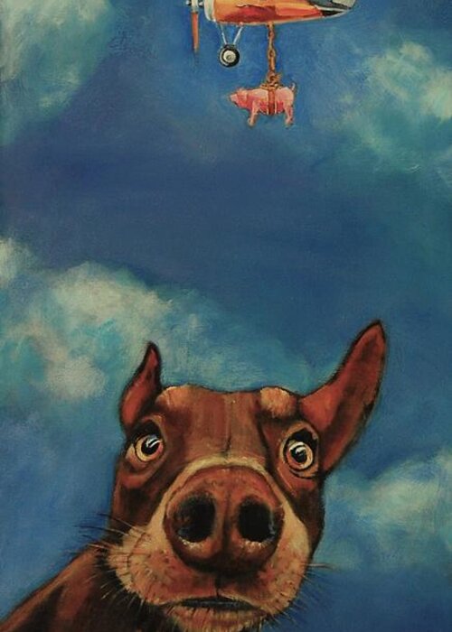 Dog Greeting Card featuring the painting Sup? by Jean Cormier