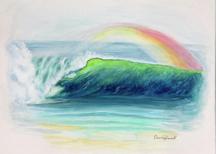 Surf Greeting Card featuring the painting Surf Rainbow by Dawn Harrell