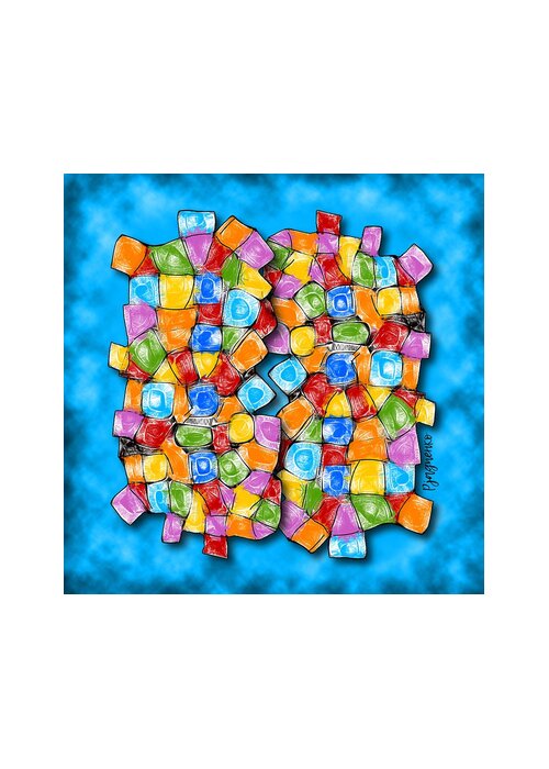 Multicolor Surface Greeting Card featuring the digital art Surface #12 by Ljev Rjadcenko