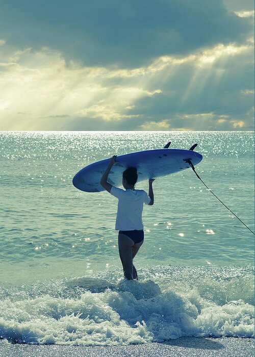 Surfer Greeting Card featuring the photograph Surfer Girl by Laura Fasulo