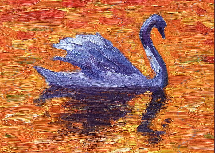 Swan Greeting Card featuring the painting Swan by Maria Meester