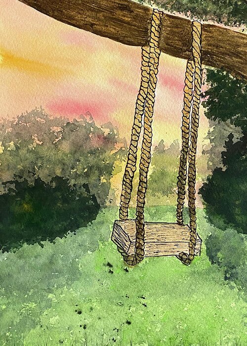 Swing Greeting Card featuring the mixed media Swing by Lisa Neuman