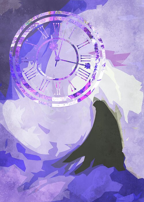Purple Abstract Greeting Card featuring the mixed media Swirl of Time by Nancy Merkle