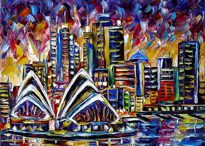 Sydney Opera House Greeting Card featuring the painting Sydney by Mirek Kuzniar