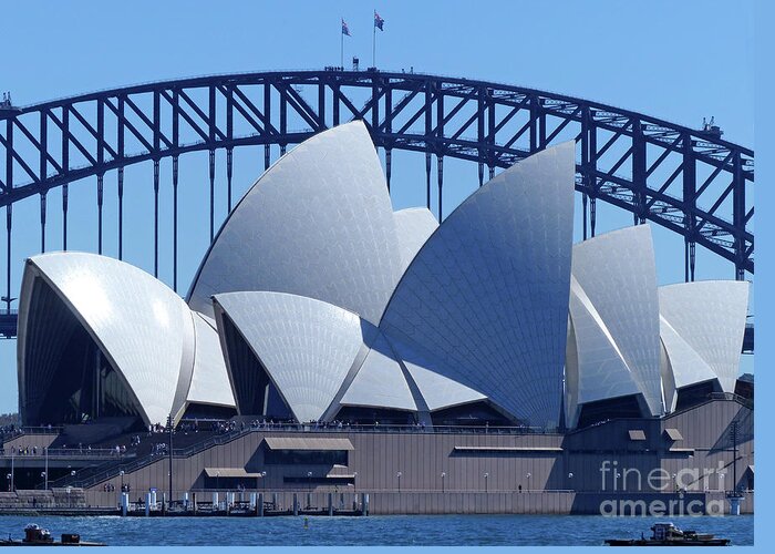 Australia Greeting Card featuring the photograph Sydney Opera House and the Harbour Bridge - Australia by Phil Banks