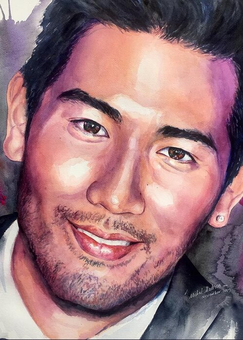 Godfrey Gao Greeting Card featuring the painting Godfrey Gao Symphony of Synchronicities by Michal Madison