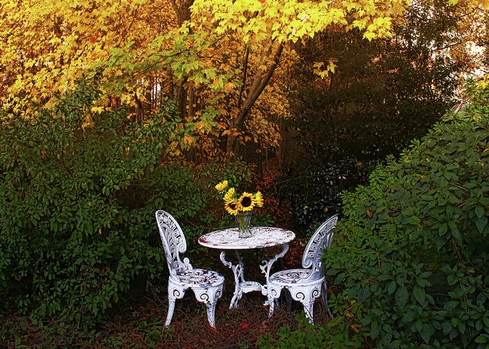 Autumn Greeting Card featuring the photograph Table for Two by Ola Allen