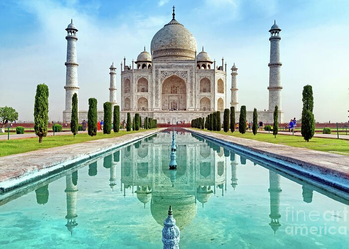 Taj Mahal Greeting Card featuring the photograph Taj Mahal 1 by Tom Watkins PVminer pixs
