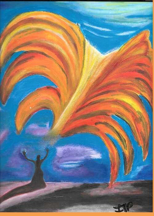 Sky Greeting Card featuring the painting Taking the High Road by Esoteric Gardens KN
