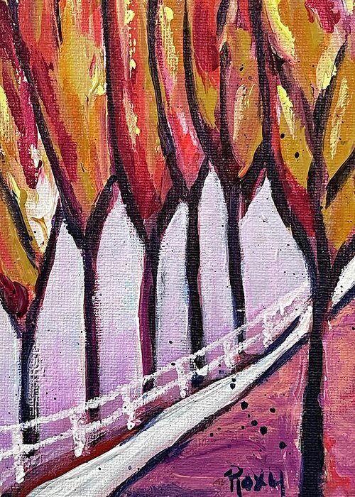 Tall Greeting Card featuring the painting Tall Trees 1 by Roxy Rich