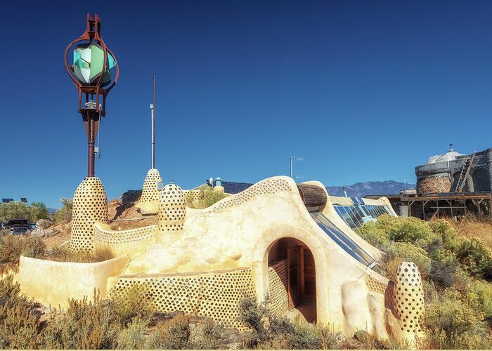 Taos Greeting Card featuring the photograph Taos Earthship by Susan Rissi Tregoning