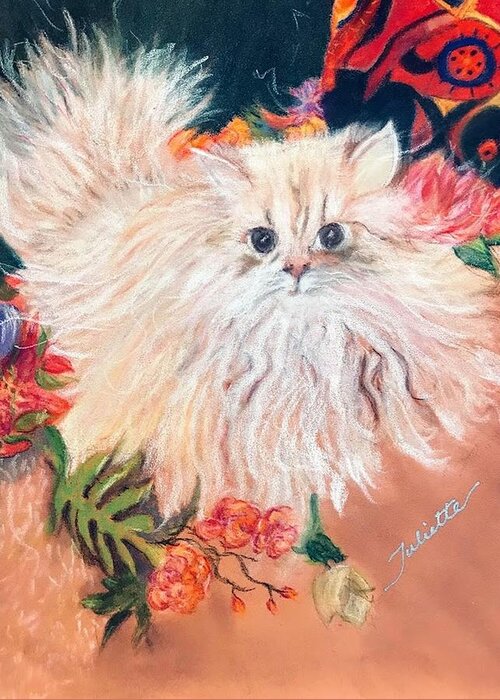 Persian Cat Greeting Card featuring the pastel Tawny by Juliette Becker