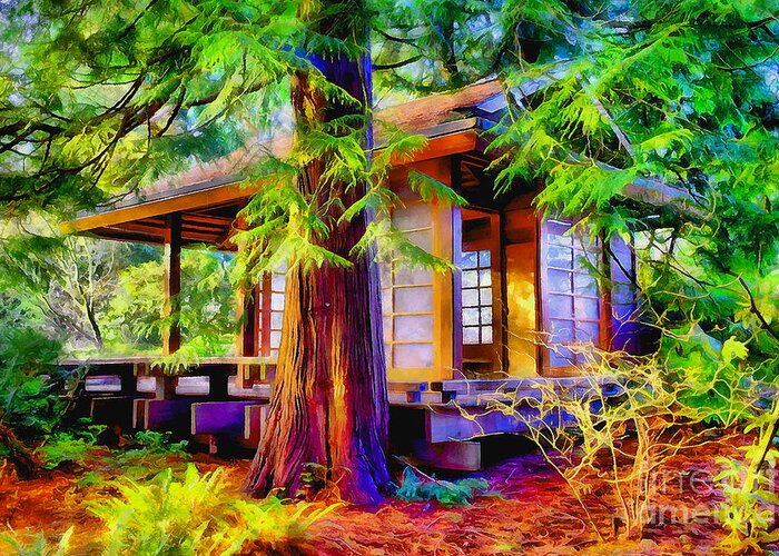 Tea House Greeting Card featuring the photograph Teahouse Through the Trees by Sea Change Vibes