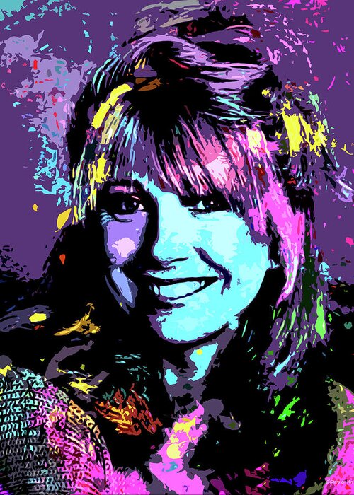 Teri Garr Greeting Card featuring the digital art Teri Garr psychedelic portrait by Movie World Posters