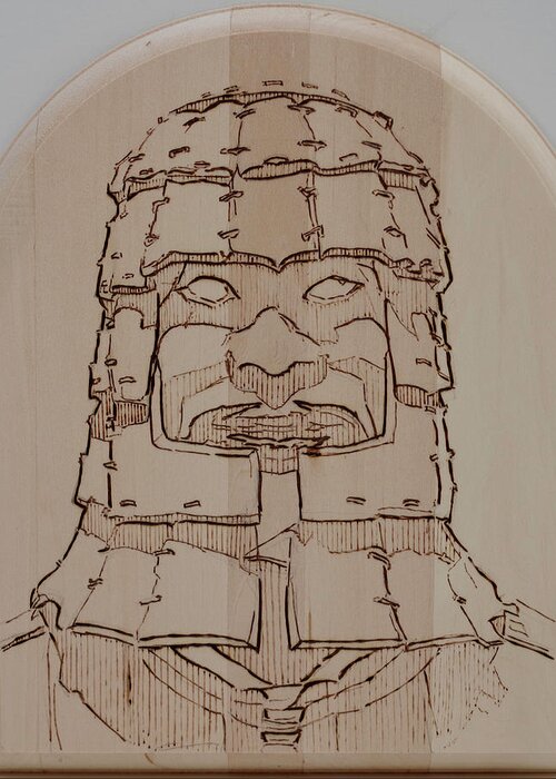Pyrography Greeting Card featuring the pyrography Terracotta Warrior - Unearthed by Sean Connolly