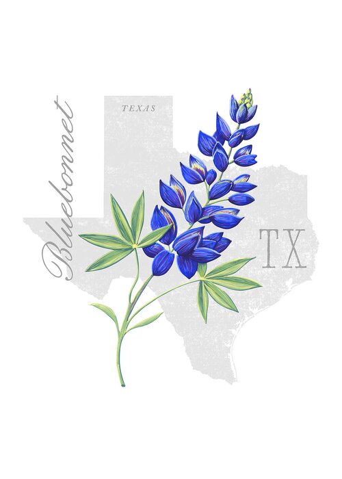 Texas Greeting Card featuring the painting Texas State Flower Bluebonnet Art by Jen Montgomery by Jen Montgomery