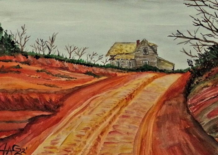 Art Greeting Card featuring the painting Texoma Road by The GYPSY