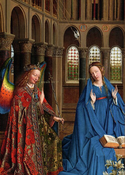 The Annunciation, date 1434-1436 Greeting Card by Jan van Eyck