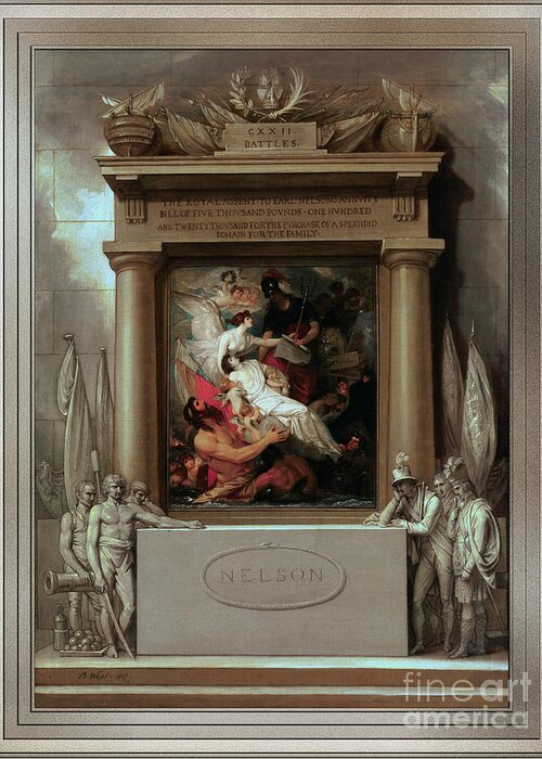 The Apotheosis Of Nelson Greeting Card featuring the painting The Apotheosis of Nelson by Benjamin West by Rolando Burbon