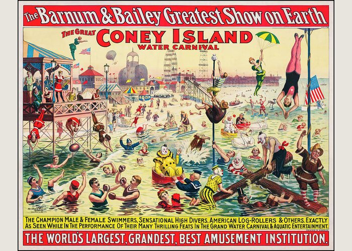 Barnum And Bailey Greeting Card featuring the photograph The Barnum and Bailey Greatest Show on Earth Retro Vintage Poster 1898 by Carol Japp