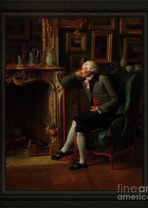 Baron De Besenval Greeting Card featuring the painting The Baron de Besenval in his Salon de Compagnie by Henri-Pierre Danloux Classical Art Reproduction by Rolando Burbon