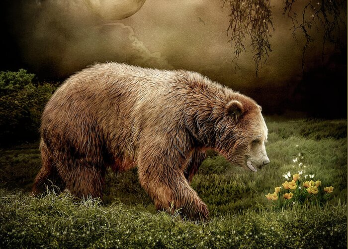 Grizzly Bear Greeting Card featuring the digital art The Bear by Maggy Pease
