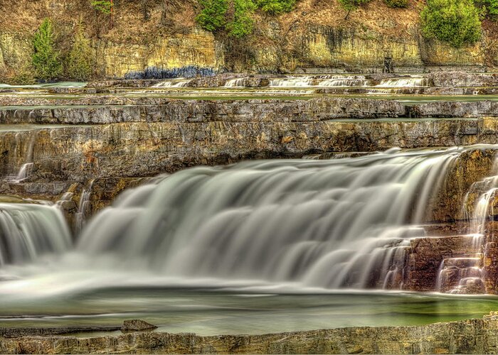 Kootenai Falls In All Its Mighty Beauty Greeting Card featuring the photograph The beautiful flow by Carolyn Hall