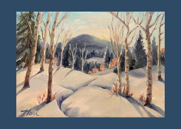 Painting Greeting Card featuring the painting The Birches Winter View by Nancy Griswold