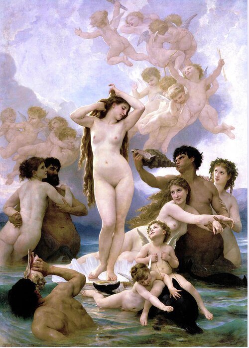 The Birth Of Venus Greeting Card featuring the painting The Birth of Venus - Digital Remastered Edition by William-Adolphe Bouguereau