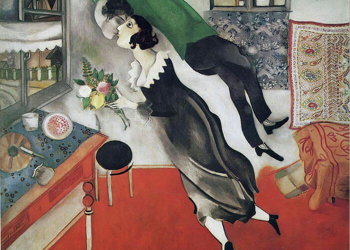 The Birthday Greeting Card featuring the painting The Birthday by Marc Chagall