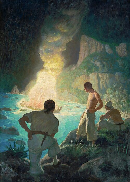 N. C. Wyeth Greeting Card featuring the painting The Burning of the Bounty by Newell Convers Wyeth