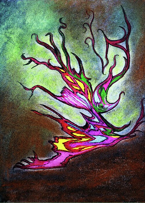 Tree Greeting Card featuring the mixed media The Burning Tree by Melinda Firestone-White