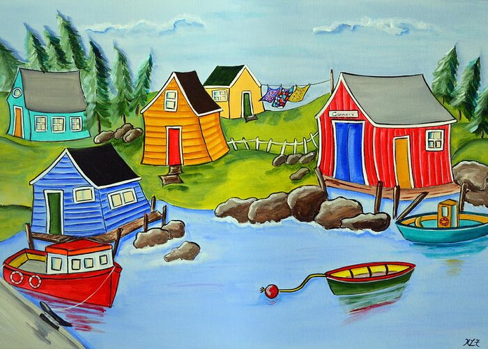 Colourful Houses Greeting Card featuring the painting The Cannery by Heather Lovat-Fraser
