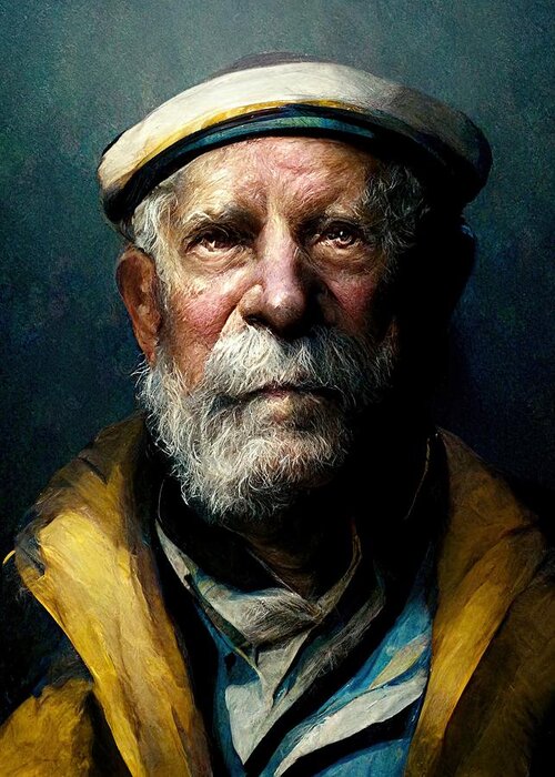 Sea Captain Greeting Card featuring the digital art The Captain by Nickleen Mosher