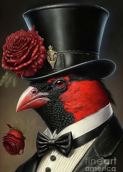 Northern Cardinal Greeting Card featuring the painting The Cardinal Wedding King by Tina LeCour