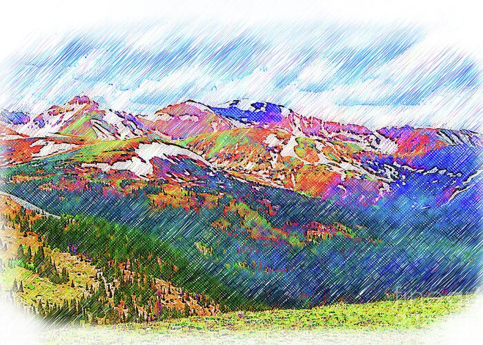 Loveland-pass Greeting Card featuring the digital art The Colorado Continental Divide on Loveland Pass by Kirt Tisdale