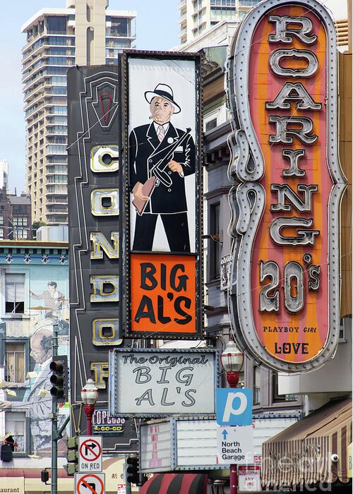 Wingsdomain Greeting Card featuring the photograph The Condor The Original Big Als And Roaring 20s Adult Strip Clubs On Broadway San Francisco R466 by San Francisco