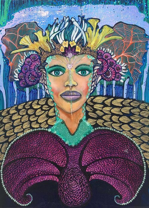 Painting Greeting Card featuring the painting The Coral Queen by Patricia Arroyo