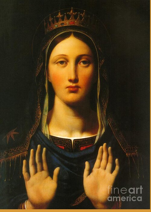 The Crowned Virgin Greeting Card featuring the painting The crowned Virgin by Jean-Auguste-Dominique Ingres