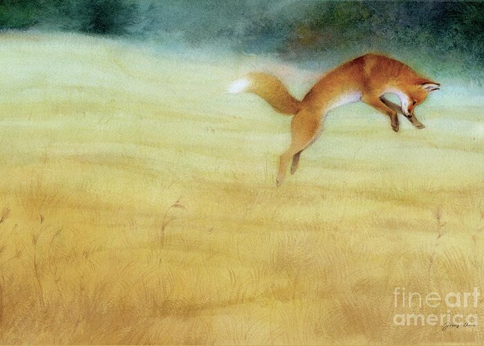 Fox Greeting Card featuring the painting The Dancing Fox by Tracy Herrmann