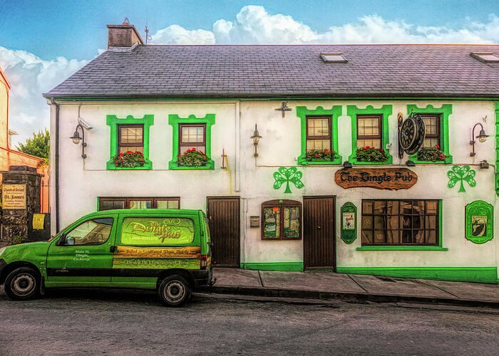 Spring Greeting Card featuring the photograph The Dingle Pub in Ireland Painting by Debra and Dave Vanderlaan