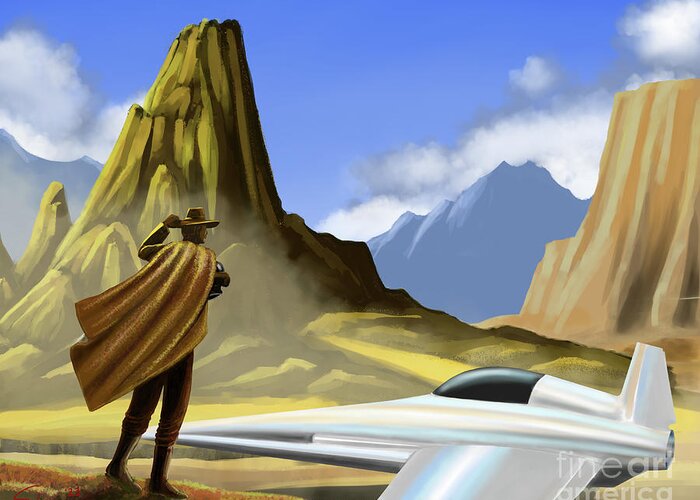 Western Greeting Card featuring the digital art The Drifter by Rohvannyn Shaw